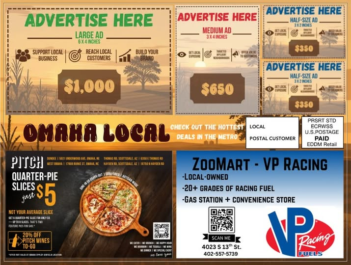 Omaha Local Spotlight premium oversized 9x12 EDDM postcard mailer mockup